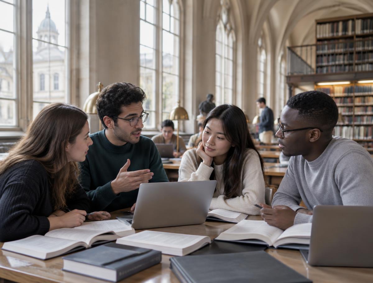 Étudiants sur un campus belge
